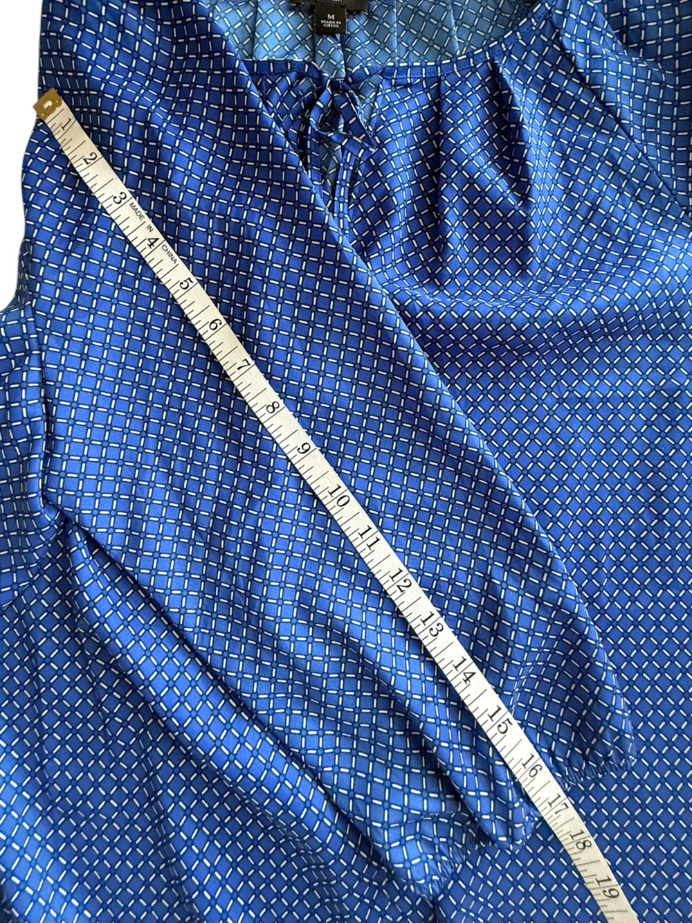 Ann Taylor Royal Blue Printed Tie-Front Blouse - Picture 7 of 8